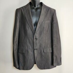 Club Monaco Blazer Mens 40 Jacket Cotton Grad Office Wedding Preppy Dark Gray